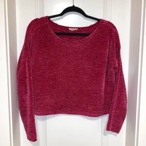 Women's Pink Long Sleeve Crop Top, Garage Medium